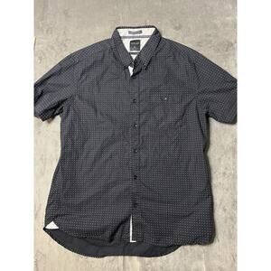 Level Ten Black Dot Casual Pocket Mens Short Sleeve‎ Button Up Shirt Medium
